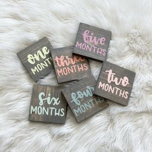 Monthly Milestone Blocks - Wooden - Handmade - Gray